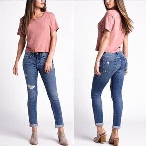 Silver Jeans Co Not Your Boyfriends Jeans Mid Rise Slim Leg Distressed Size 33